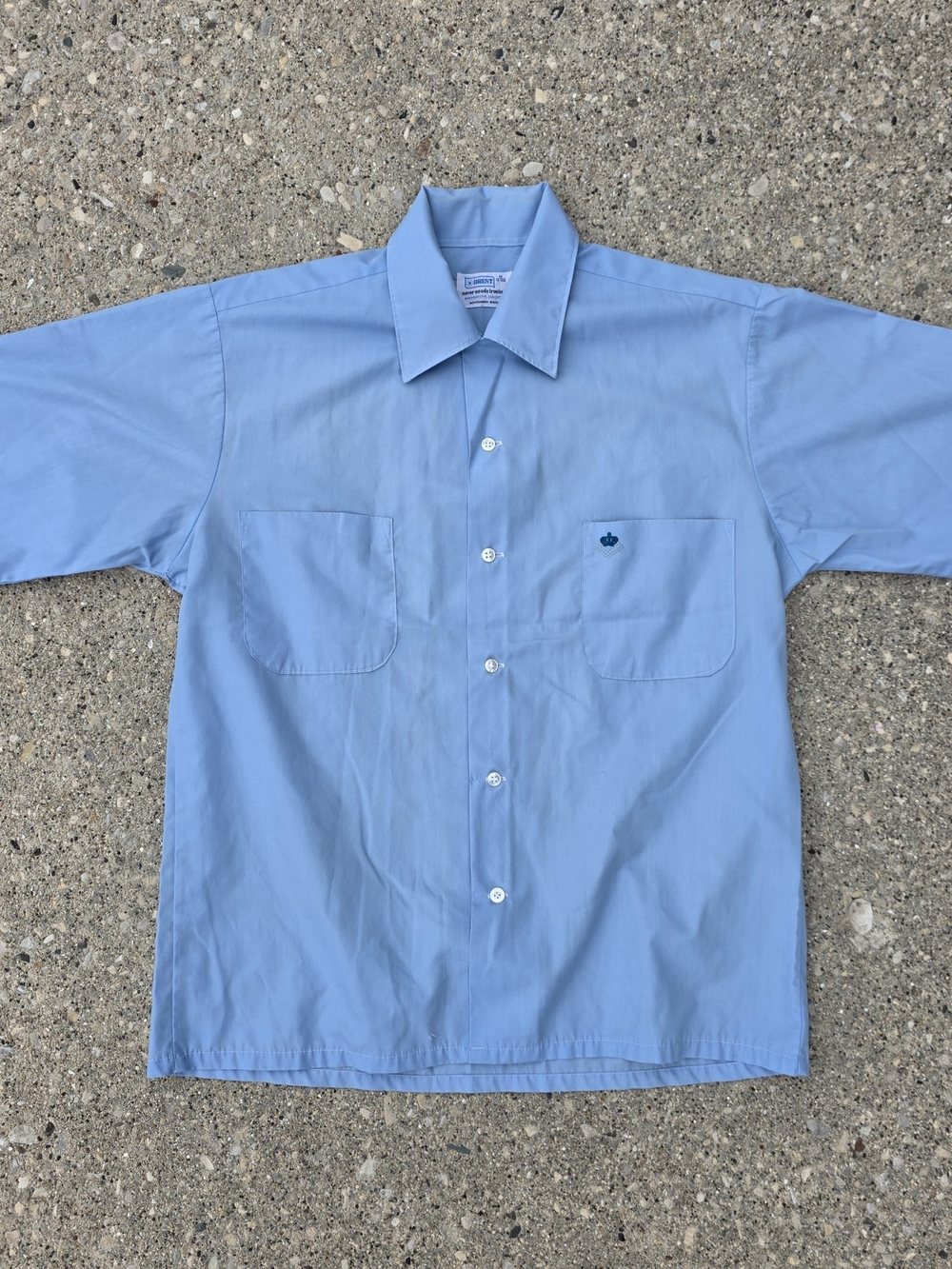 Vintage Brent Montgomery Ward Blue Embroidered Crown Shirt Mens Medium